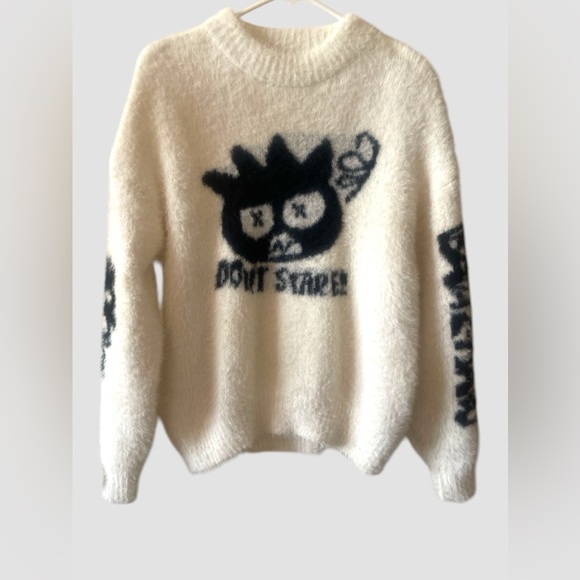 Sanrio Badtz Maru Fuzzy Sweater Forever 21 X Hello Kitty Women’s Sz Small NWOT - Picture 3 of 10